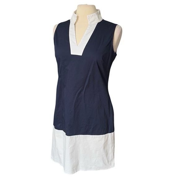 Sail To Sable Sleeveless Color Block Collared Shift Dress Size Small - Picture 1 of 8